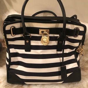 Michael Kors Hamilton large striped canvas tote